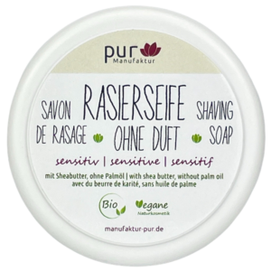 Rasierseife extra pur ohne Duft - mit Bio-Sheabutter, 85 g