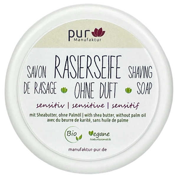 Rasierseife extra pur ohne Duft - mit Bio-Sheabutter, 85 g