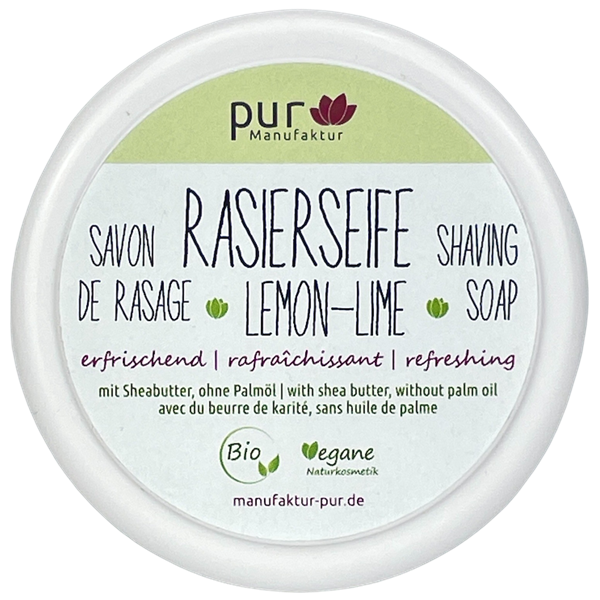 Rasierseife Zitrone-Limette - mit Bio-Sheabutter, 85 g