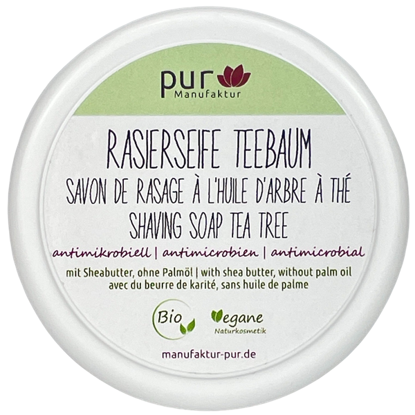 Rasierseife Teebaum – mit Bio-Sheabutter, 85 g