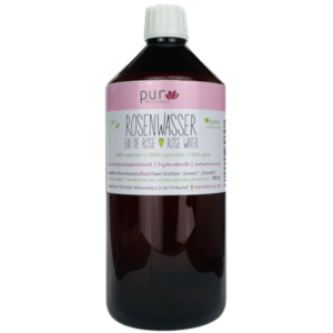 1000 ml Rosenwasser bio 100% naturreines Rosen-Hydrolat in PET-Flasche