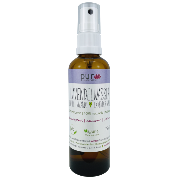 75 ml Lavendelwasser bio 100% naturreines Lavendel-Hydrolat in Glasflasche