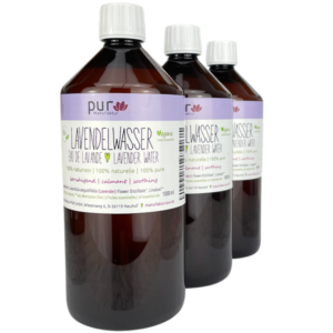 3er-Pack 1000 ml Lavendelwasser bio 100% naturreines Lavendel-Hydrolat, 3 Stück à 1 L